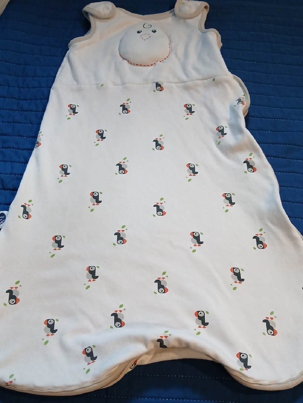 Nested Bean 6-15M White Sleep Sack with Green and Orange Toucan Print